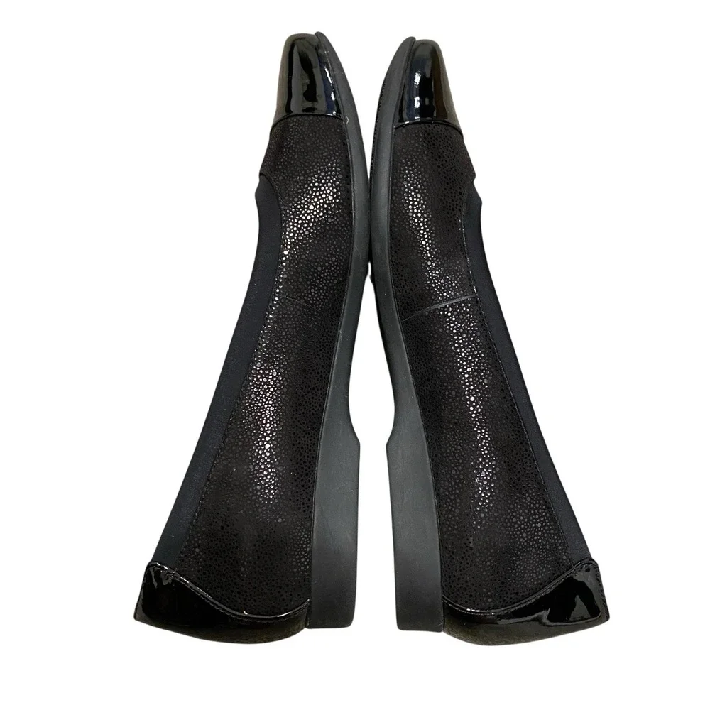 Clarks Unstructured Ballet Shoes Size 9N EU40 Black Flats Glossy Leather Comfort